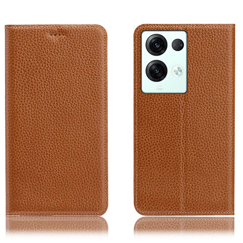 Coque Portefeuille Livre Cuir Etui Clapet H02P pour Oppo Reno9 Pro+ Plus 5G Brun Clair