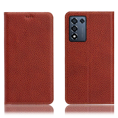 Coque Portefeuille Livre Cuir Etui Clapet H02P pour Realme Q3s 5G Marron