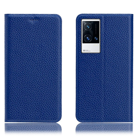 Coque Portefeuille Livre Cuir Etui Clapet H02P pour Vivo iQOO 8 5G Bleu