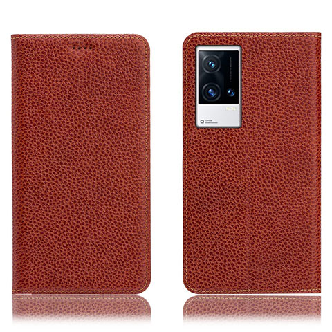 Coque Portefeuille Livre Cuir Etui Clapet H02P pour Vivo iQOO 8 Pro 5G Marron