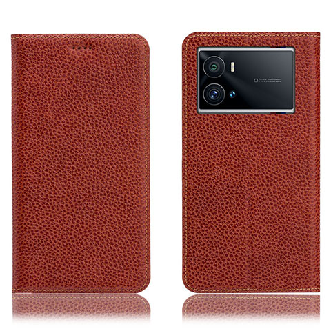 Coque Portefeuille Livre Cuir Etui Clapet H02P pour Vivo iQOO 9 5G Marron