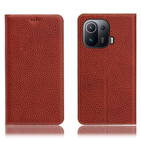 Coque Portefeuille Livre Cuir Etui Clapet H02P pour Xiaomi Mi 11 Pro 5G Marron