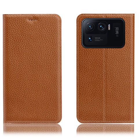 Coque Portefeuille Livre Cuir Etui Clapet H02P pour Xiaomi Mi 11 Ultra 5G Brun Clair