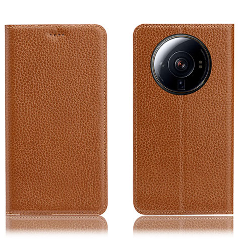 Coque Portefeuille Livre Cuir Etui Clapet H02P pour Xiaomi Mi 12 Ultra 5G Brun Clair