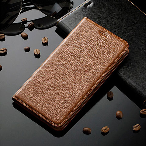 Coque Portefeuille Livre Cuir Etui Clapet H02P pour Xiaomi Redmi Note 11T Pro 5G Brun Clair
