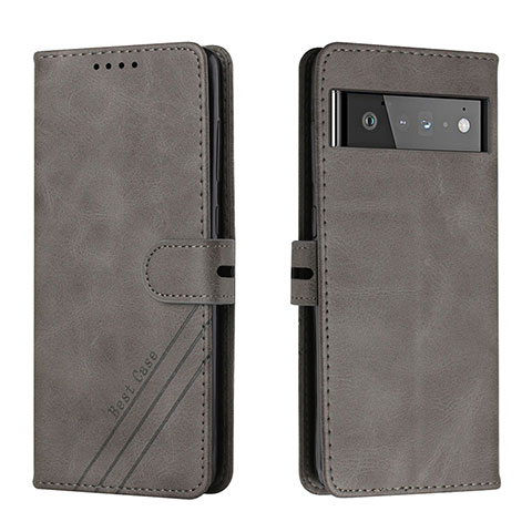 Coque Portefeuille Livre Cuir Etui Clapet H02X pour Google Pixel 6 5G Gris