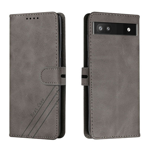 Coque Portefeuille Livre Cuir Etui Clapet H02X pour Google Pixel 6a 5G Gris