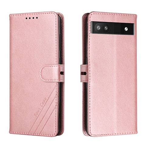 Coque Portefeuille Livre Cuir Etui Clapet H02X pour Google Pixel 6a 5G Or Rose