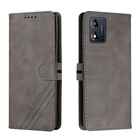 Coque Portefeuille Livre Cuir Etui Clapet H02X pour Motorola Moto E13 Gris