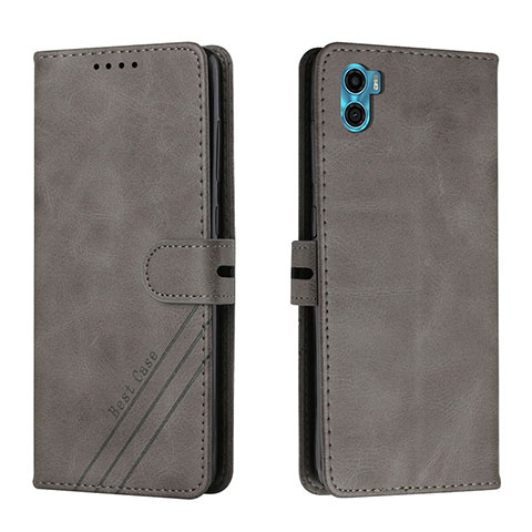 Coque Portefeuille Livre Cuir Etui Clapet H02X pour Motorola Moto E32 India Gris