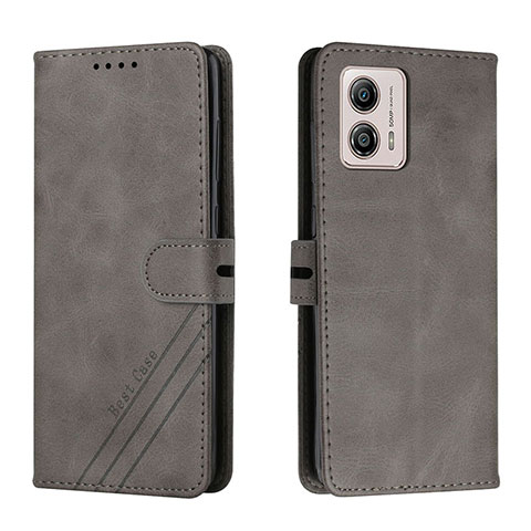 Coque Portefeuille Livre Cuir Etui Clapet H02X pour Motorola Moto G53j 5G Gris