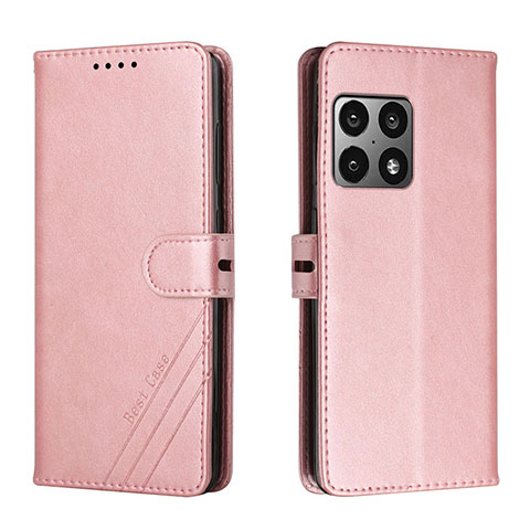 Coque Portefeuille Livre Cuir Etui Clapet H02X pour OnePlus 10 Pro 5G Or Rose