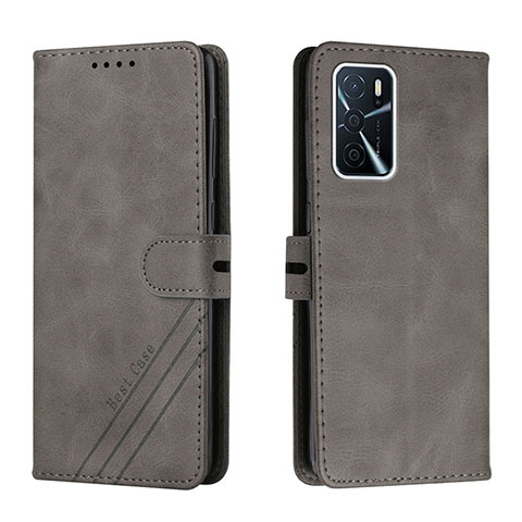 Coque Portefeuille Livre Cuir Etui Clapet H02X pour Oppo A53s 5G Gris