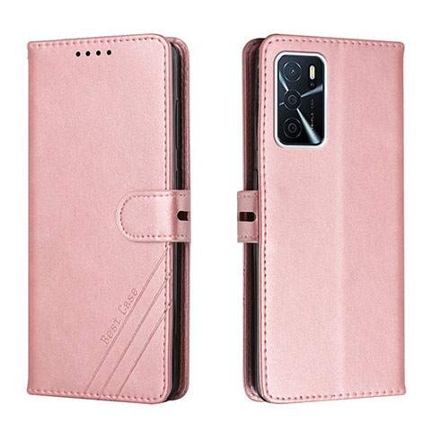 Coque Portefeuille Livre Cuir Etui Clapet H02X pour Oppo A53s 5G Or Rose