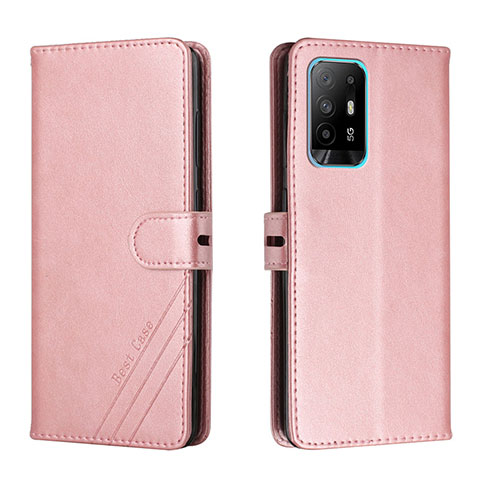 Coque Portefeuille Livre Cuir Etui Clapet H02X pour Oppo A95 5G Or Rose