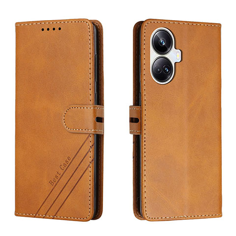 Coque Portefeuille Livre Cuir Etui Clapet H02X pour Realme 10 Pro+ Plus 5G Brun Clair