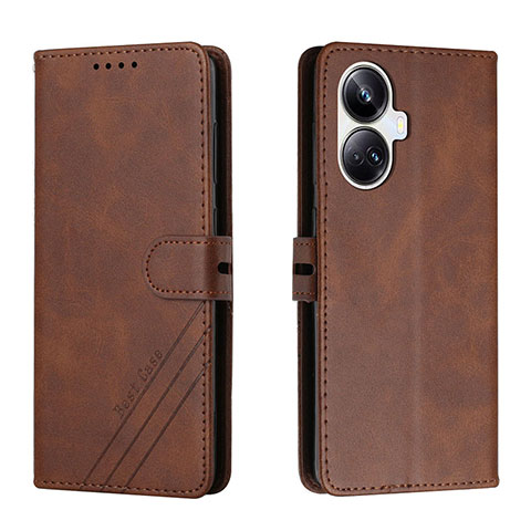 Coque Portefeuille Livre Cuir Etui Clapet H02X pour Realme 10 Pro+ Plus 5G Marron