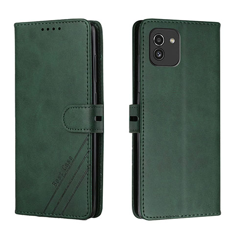 Coque Portefeuille Livre Cuir Etui Clapet H02X pour Samsung Galaxy A03 Vert