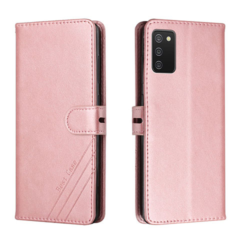 Coque Portefeuille Livre Cuir Etui Clapet H02X pour Samsung Galaxy A03s Or Rose