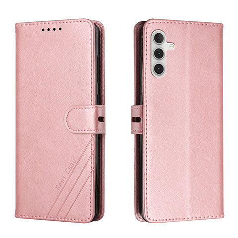 Coque Portefeuille Livre Cuir Etui Clapet H02X pour Samsung Galaxy A04s Or Rose