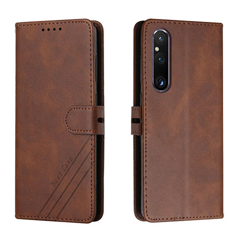 Coque Portefeuille Livre Cuir Etui Clapet H02X pour Sony Xperia 1 V Marron