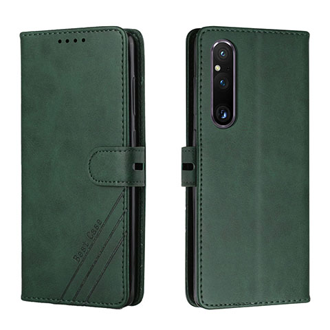 Coque Portefeuille Livre Cuir Etui Clapet H02X pour Sony Xperia 1 V Vert