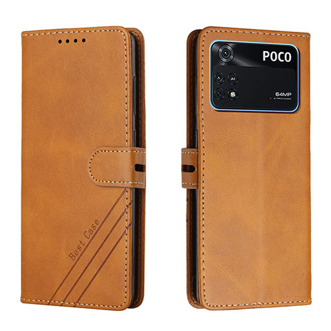 Coque Portefeuille Livre Cuir Etui Clapet H02X pour Xiaomi Poco M4 Pro 4G Brun Clair