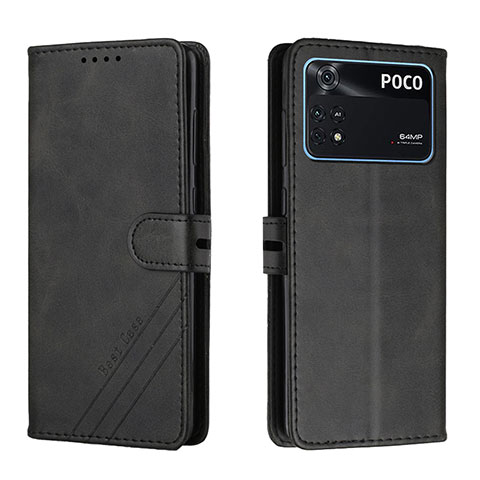 Coque Portefeuille Livre Cuir Etui Clapet H02X pour Xiaomi Poco M4 Pro 4G Noir