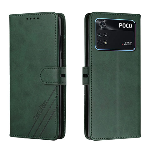 Coque Portefeuille Livre Cuir Etui Clapet H02X pour Xiaomi Poco M4 Pro 4G Vert