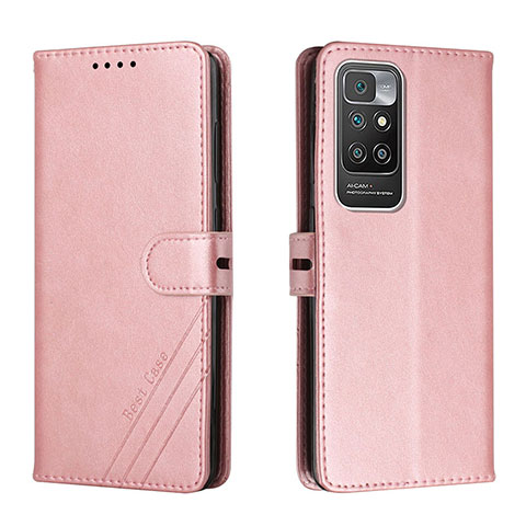 Coque Portefeuille Livre Cuir Etui Clapet H02X pour Xiaomi Redmi 10 (2022) Or Rose