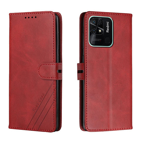 Coque Portefeuille Livre Cuir Etui Clapet H02X pour Xiaomi Redmi 10 India Rouge