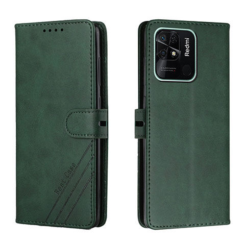 Coque Portefeuille Livre Cuir Etui Clapet H02X pour Xiaomi Redmi 10 India Vert