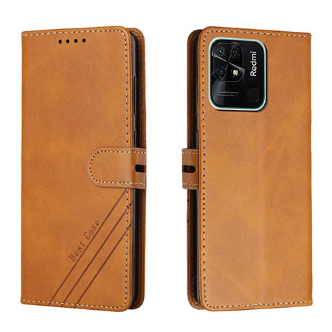 Coque Portefeuille Livre Cuir Etui Clapet H02X pour Xiaomi Redmi 10C 4G Brun Clair