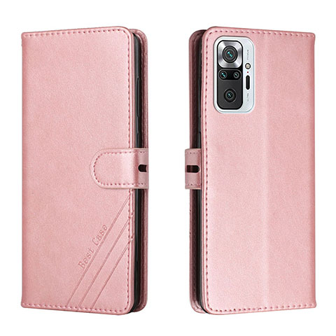 Coque Portefeuille Livre Cuir Etui Clapet H02X pour Xiaomi Redmi Note 10 Pro 4G Or Rose