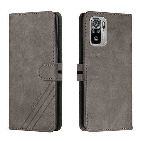 Coque Portefeuille Livre Cuir Etui Clapet H02X pour Xiaomi Redmi Note 10S 4G Gris