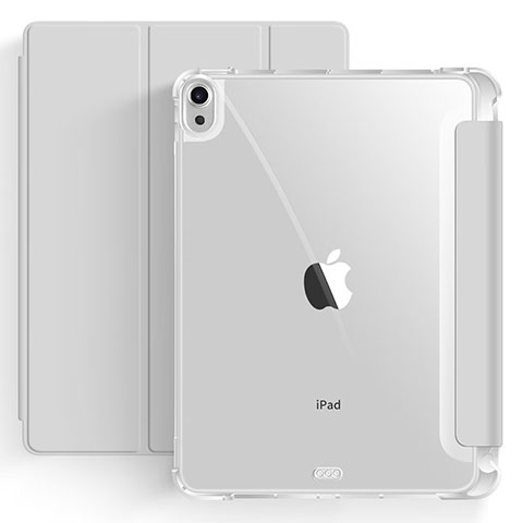 Coque Portefeuille Livre Cuir Etui Clapet H03 pour Apple iPad Air 5 10.9 (2022) Gris