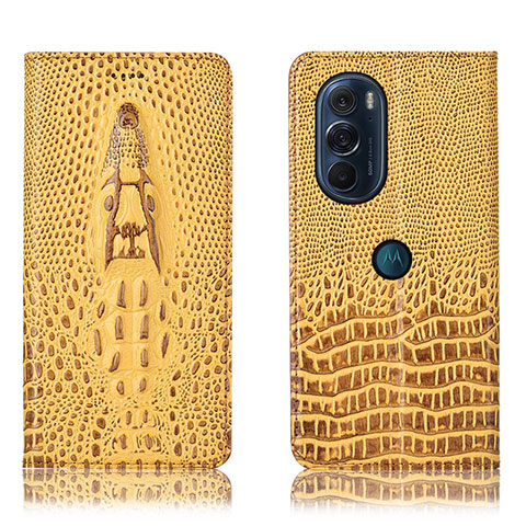 Coque Portefeuille Livre Cuir Etui Clapet H03P pour Motorola Moto Edge 30 Pro 5G Jaune