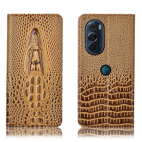 Coque Portefeuille Livre Cuir Etui Clapet H03P pour Motorola Moto Edge 30 Pro 5G Marron