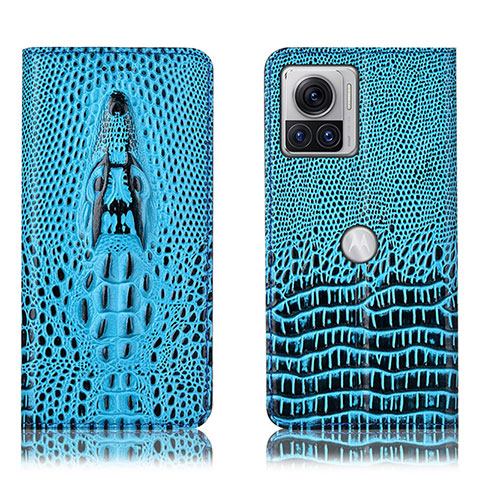 Coque Portefeuille Livre Cuir Etui Clapet H03P pour Motorola Moto Edge 30 Ultra 5G Bleu Ciel