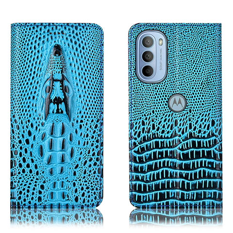 Coque Portefeuille Livre Cuir Etui Clapet H03P pour Motorola Moto G31 Bleu Ciel