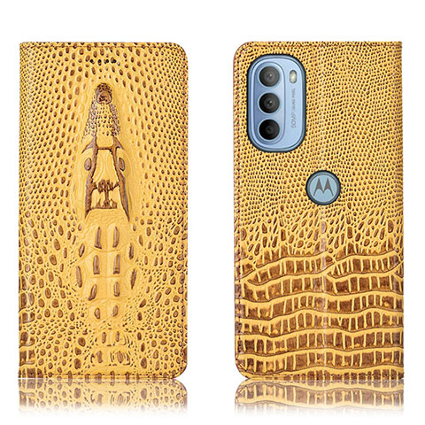 Coque Portefeuille Livre Cuir Etui Clapet H03P pour Motorola Moto G31 Jaune