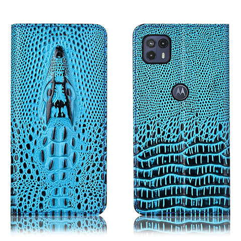 Coque Portefeuille Livre Cuir Etui Clapet H03P pour Motorola Moto G50 5G Bleu Ciel