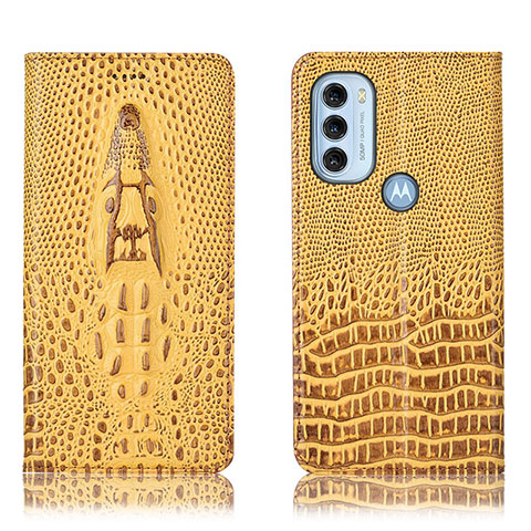 Coque Portefeuille Livre Cuir Etui Clapet H03P pour Motorola Moto G71 5G Jaune