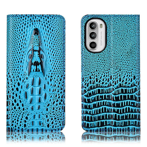 Coque Portefeuille Livre Cuir Etui Clapet H03P pour Motorola Moto G71s 5G Bleu Ciel