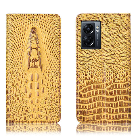 Coque Portefeuille Livre Cuir Etui Clapet H03P pour Oppo A57 5G Jaune