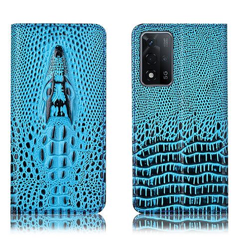 Coque Portefeuille Livre Cuir Etui Clapet H03P pour Oppo A93s 5G Bleu Ciel