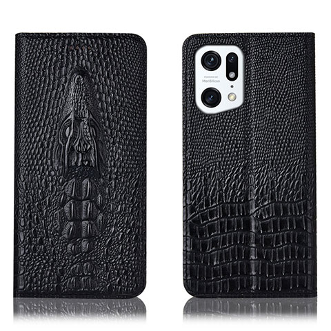 Coque Portefeuille Livre Cuir Etui Clapet H03P pour Oppo Find X5 5G Noir