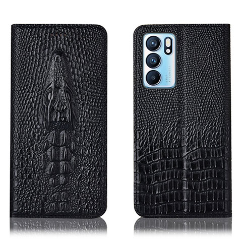 Coque Portefeuille Livre Cuir Etui Clapet H03P pour Oppo Reno6 5G Noir