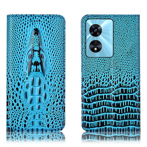 Coque Portefeuille Livre Cuir Etui Clapet H03P pour Oppo Reno8 T 5G Bleu Ciel