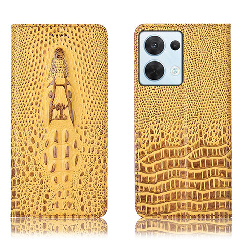 Coque Portefeuille Livre Cuir Etui Clapet H03P pour Oppo Reno9 5G Jaune